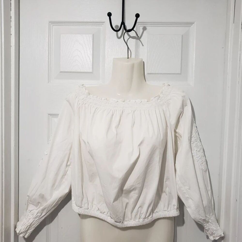 Lane Bryant | White Embroidered Peasant Blouse | Womens XL